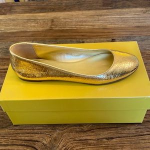 Jcrew Kelcey gold leather flat